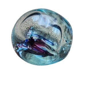 Paperweight Glass Vintage Art Glass Beautiful Multicolor Colorful 3"
